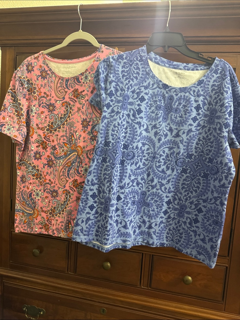 Talbots Short Sleeve Paisley Tees - Blue & Pink both for $15